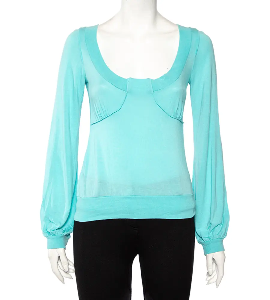 Kenzo Blue Knit Scoop Neck T-Shirt S