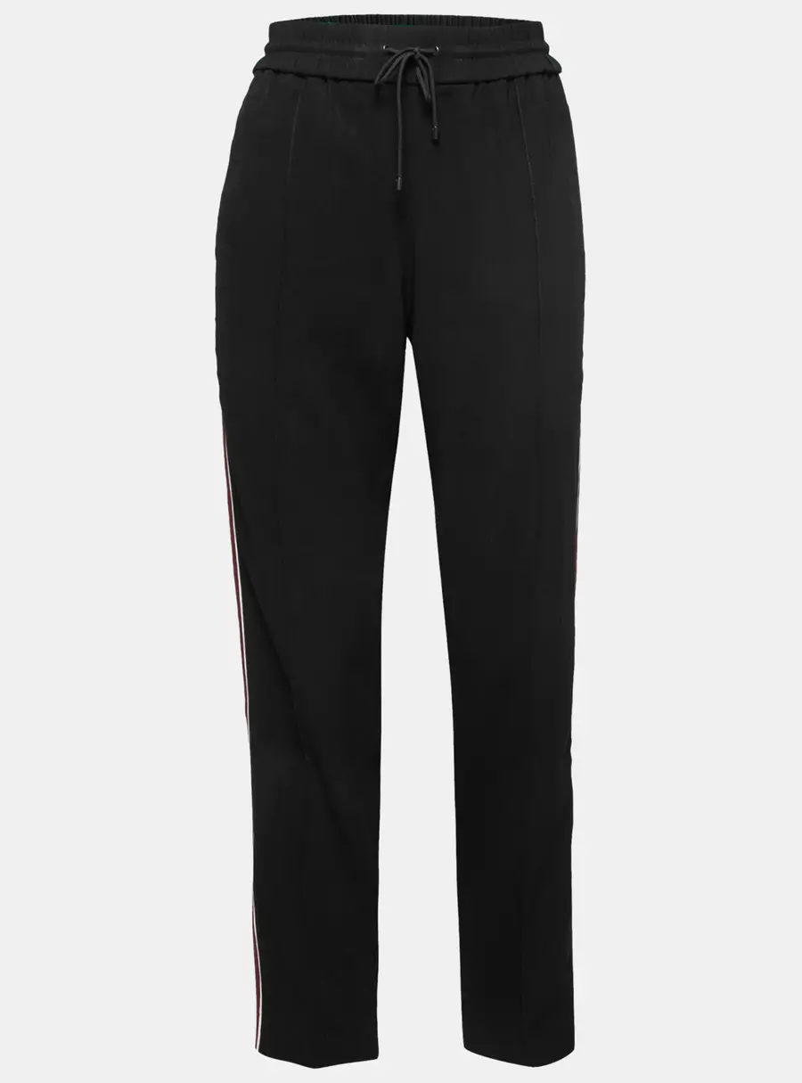 Kenzo Black Crepe Side Stripe Track Pants S