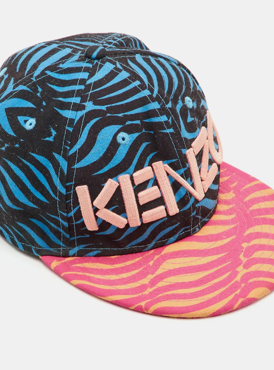 Kenzo x New Era Blue/Pink Printed Canvas Baseball Cap Size 56.8