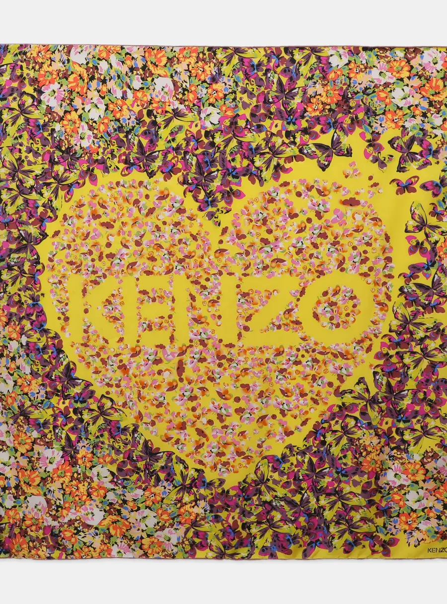 Kenzo Multicolor Floral Printed Silk Scarf