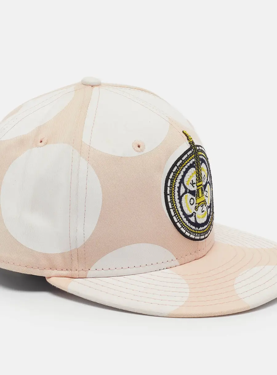 Kenzo x New Era White/Peach Polka Dot Print Canvas Baseball Cap Size S