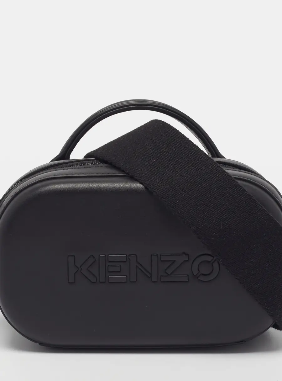 Kenzo Logo Black Leather Crossbody Bag