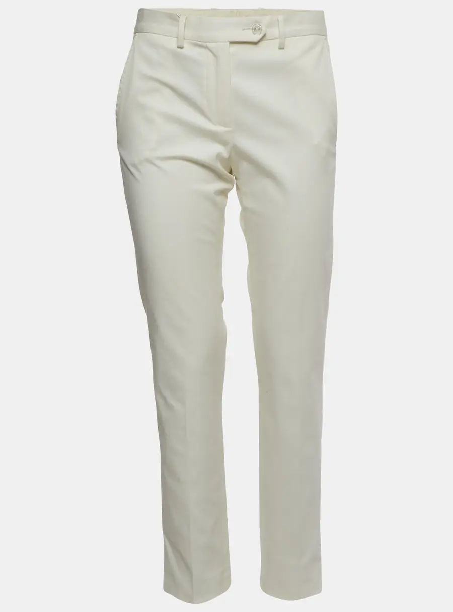 Kiton White Cotton Straight Leg Trousers M