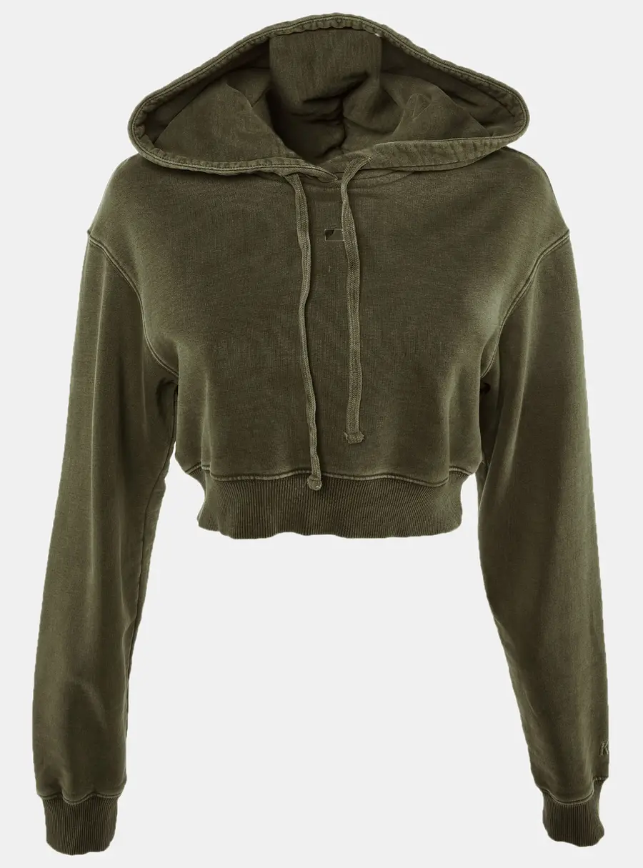 Kith Olive Green Cotton Alexa Cropped Hoodie XS