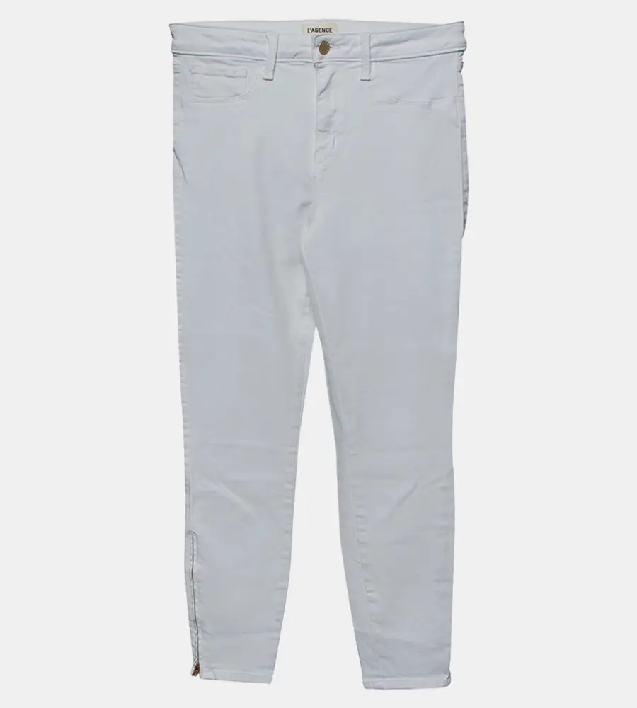 L'agence White Denim Zip Detail Skinny Andrea Jeans M