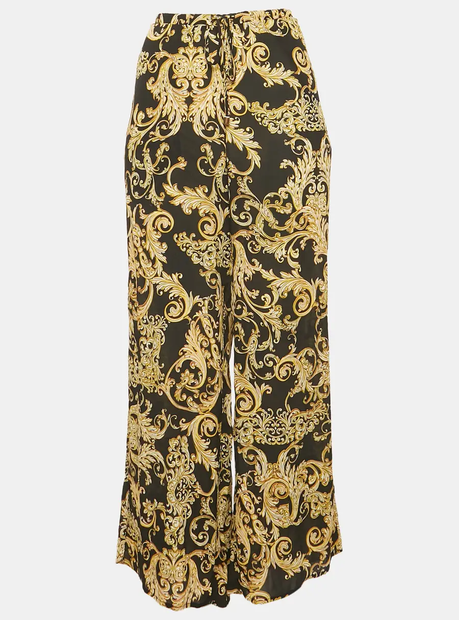 L'agence Black Baroque Print Geraldine Cover-Up Pants XS