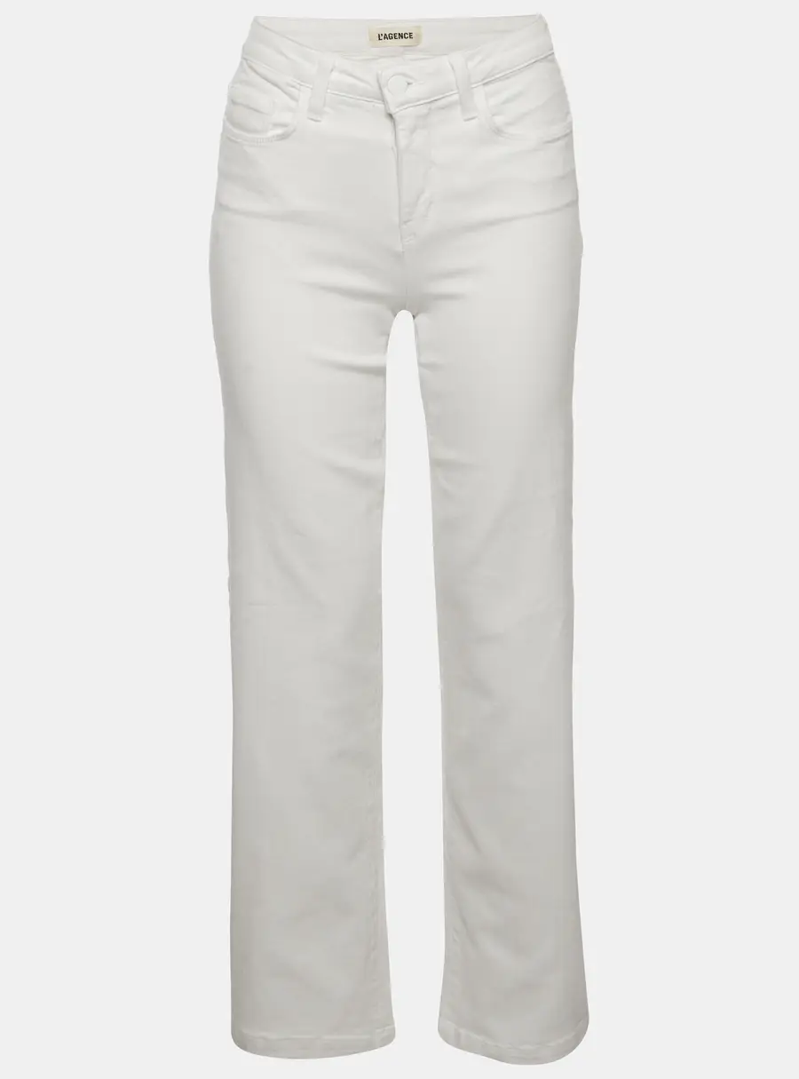 L'Agence White Denim Scottie Wide-Leg Jeans S/ Waist 25"