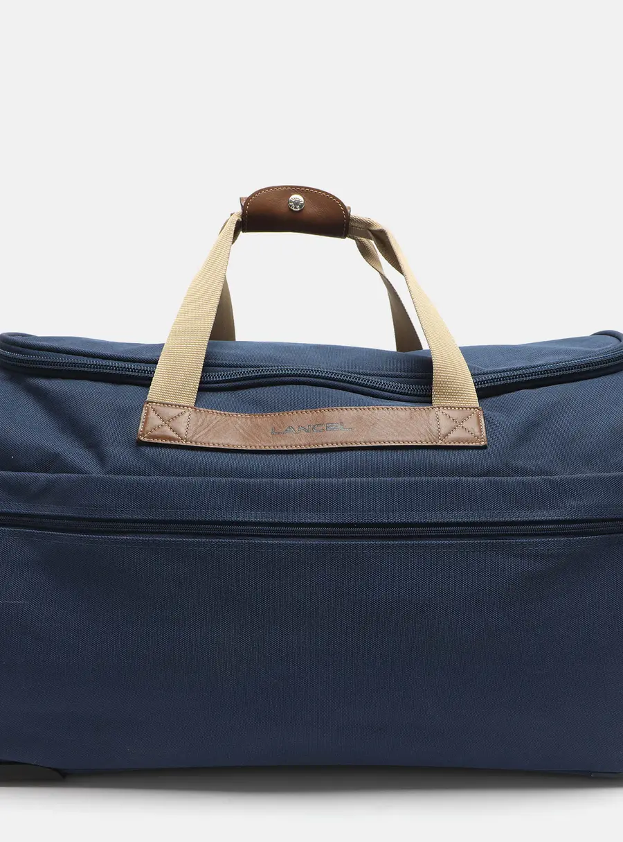 Lancel Blue Balistic Nylon and Leather Rolling Trolley Luggage