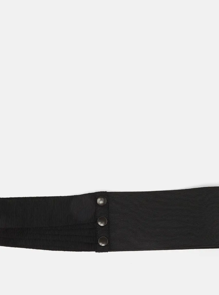 Lanvin Black Elastic and Fabric Snap Waist Belt
