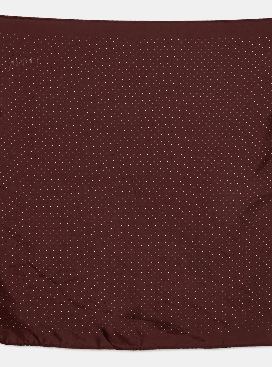 Lanvin Burgundy Polkadots Print Silk Handkerchief