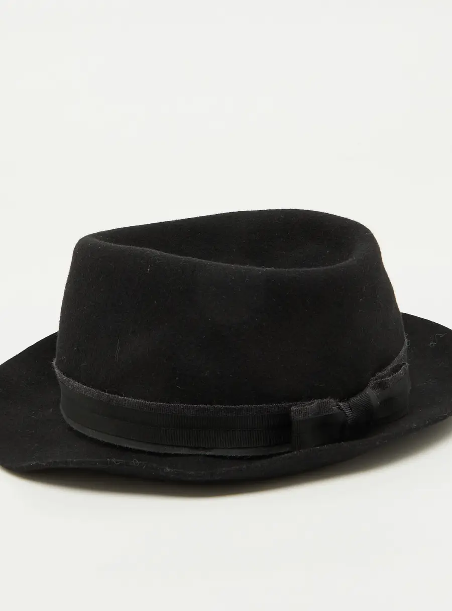 Lanvin Black Rabbit Felt Fedora Hat Size 59