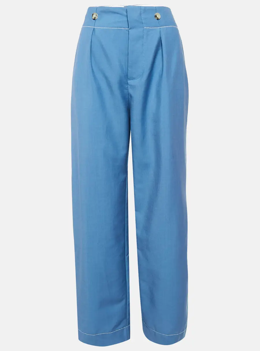 Lanvin Navy Blue Mohair Blend Straight Leg Trousers L