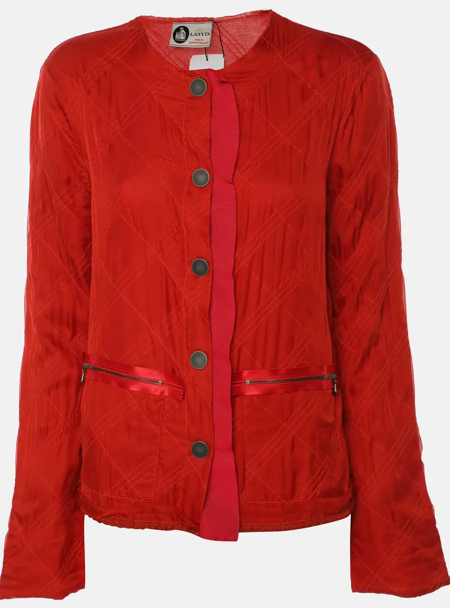 Lanvin Red Viscose Button Front Cardigan S