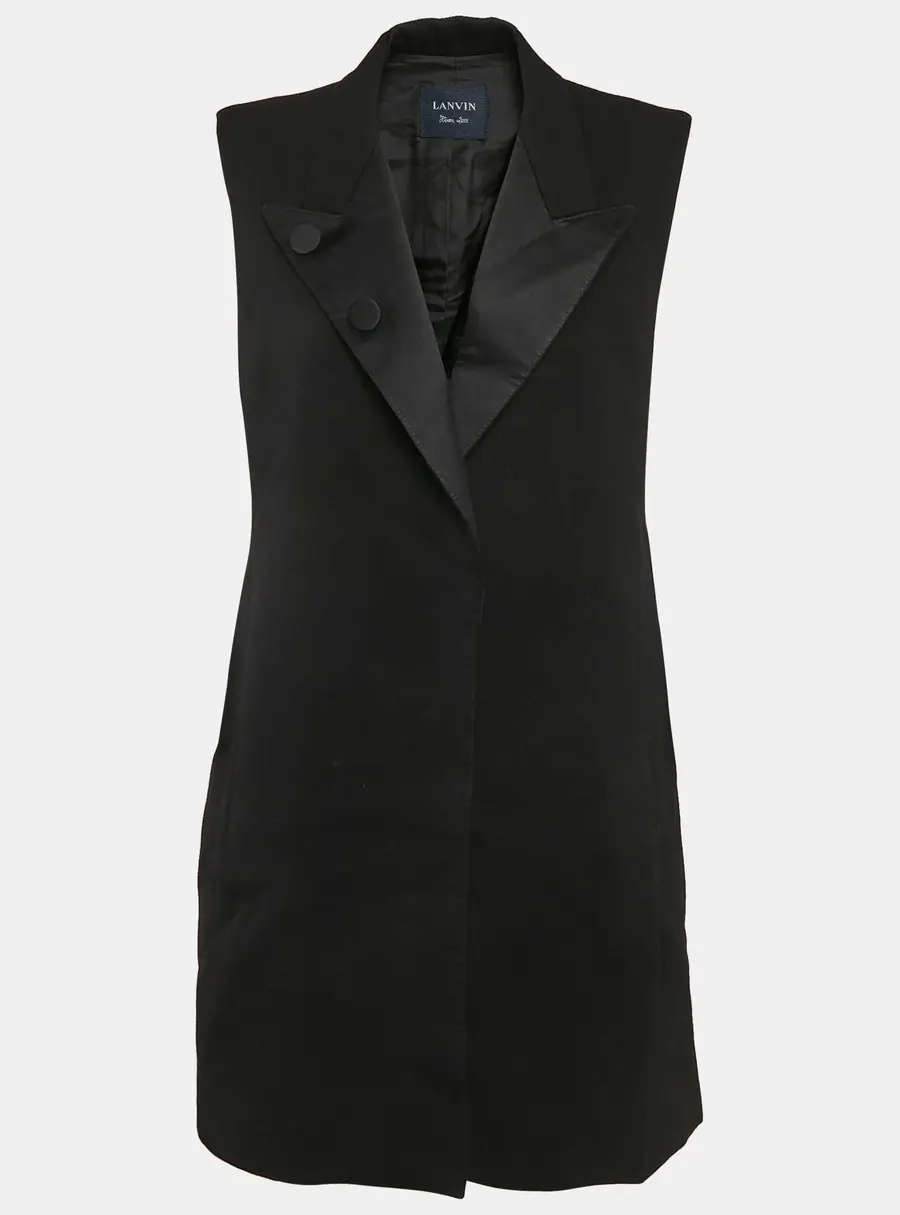 Lanvin Black Wool Sleeveless Coat L