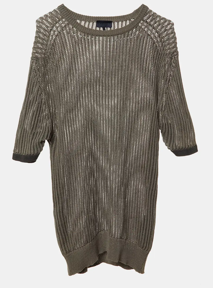 Lanvin Grey Patterned Cotton Knit Sweater XL
