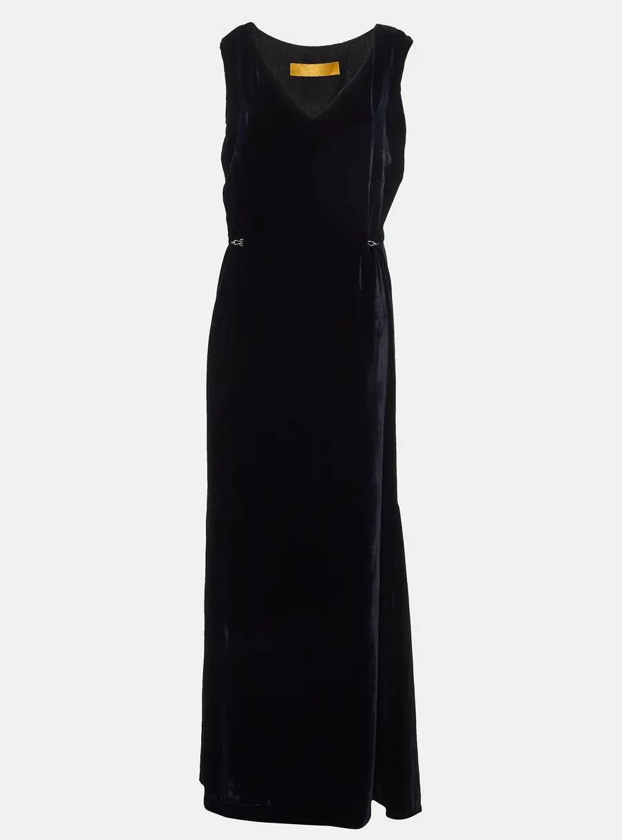 Lanvin Navy Blue Velvet Sleeveless Maxi Dress M