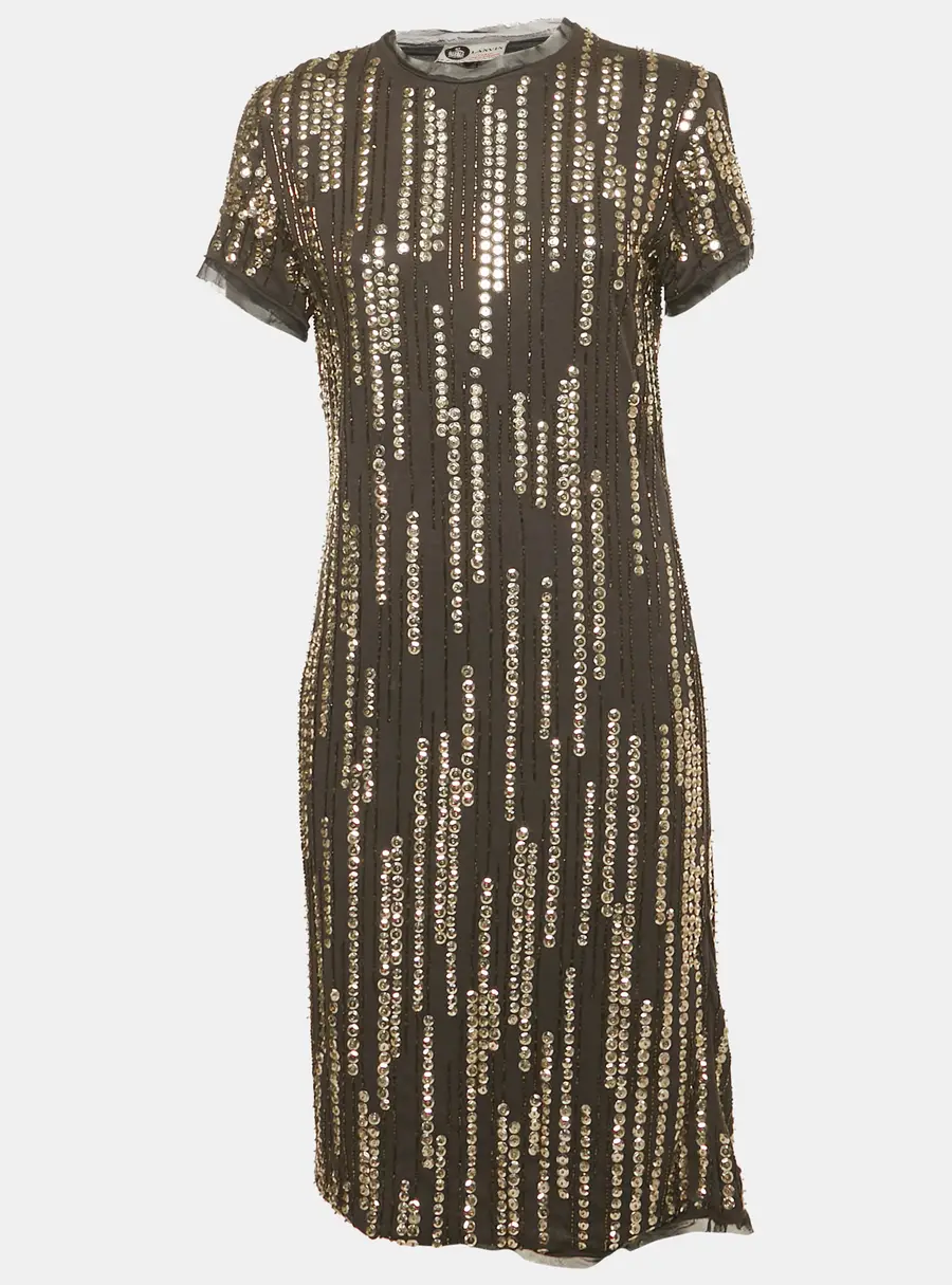 Lanvin Black Sequin Embellished Jersey Short Dress S