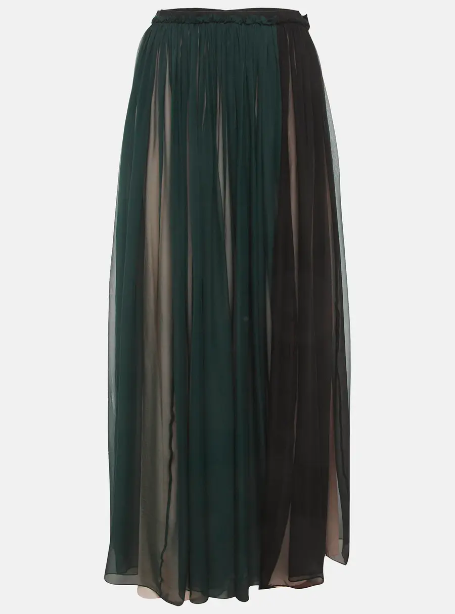 Lanvin Green Silk Gathered Maxi Skirt M