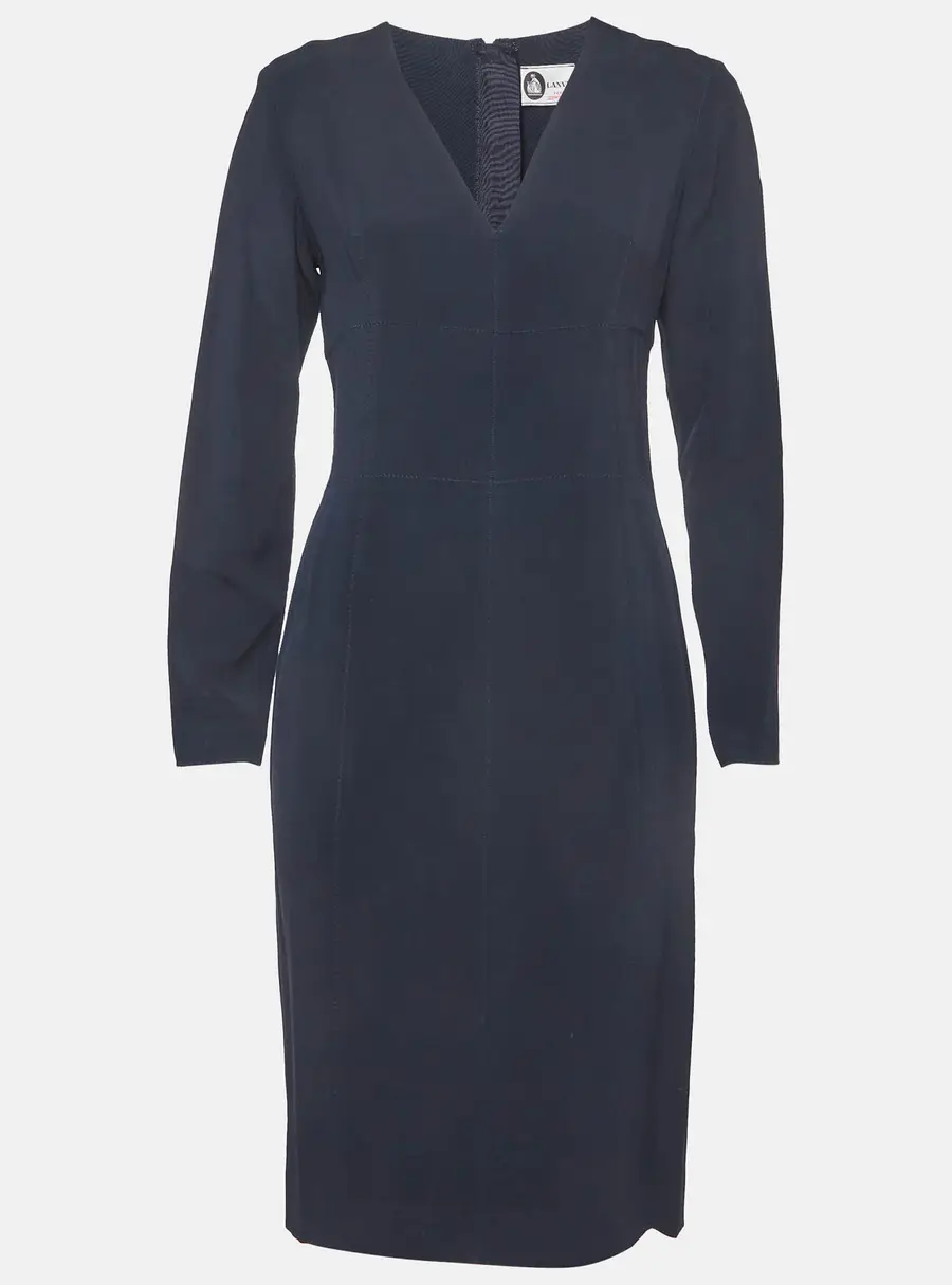 Lanvin Navy Blue Crepe Shift Mini Dress M