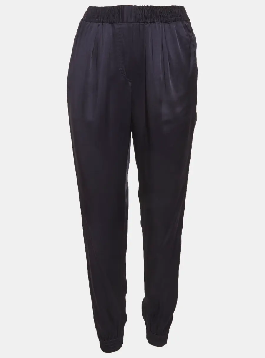 Lanvin Navy Blue Satin Lace Pants S