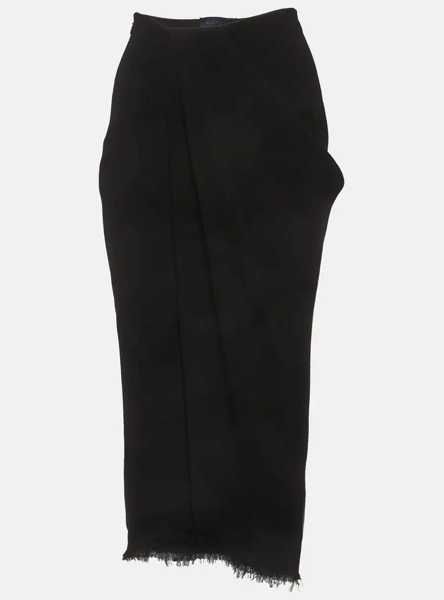 Lanvin Black Draped Textured Wool Blend Skirt S