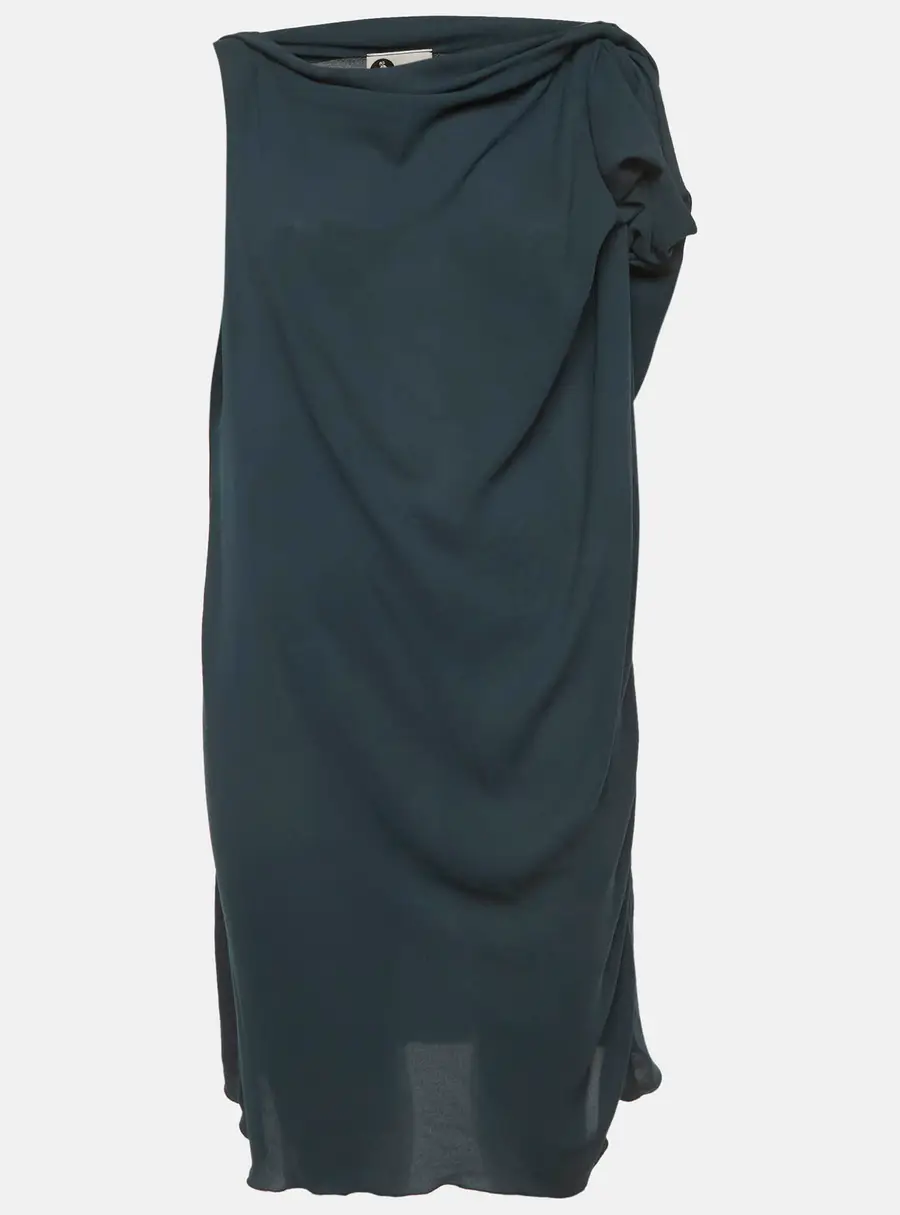 Lanvin Green Crepe Draped Mini Dress L