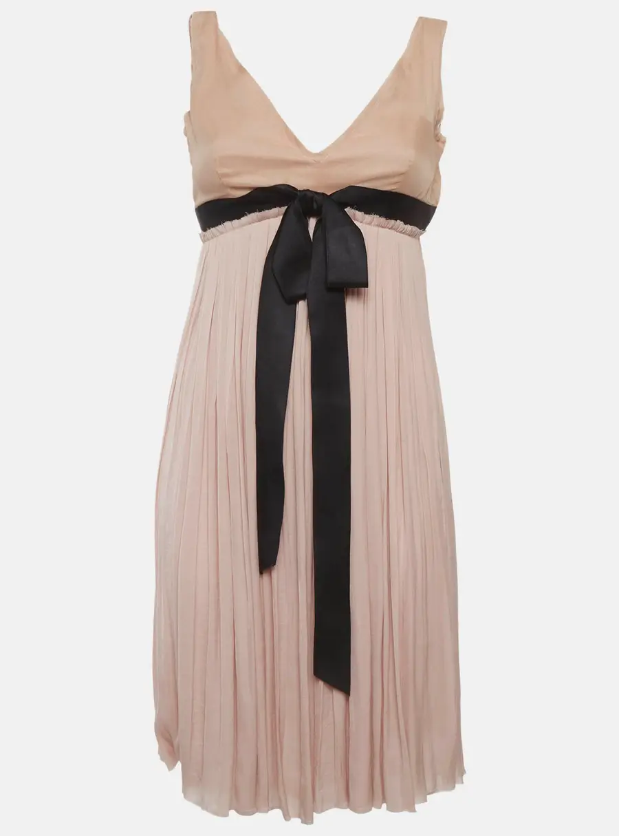 Lanvin Dusty Pink Chiffon Bow Detail Mini Dress M