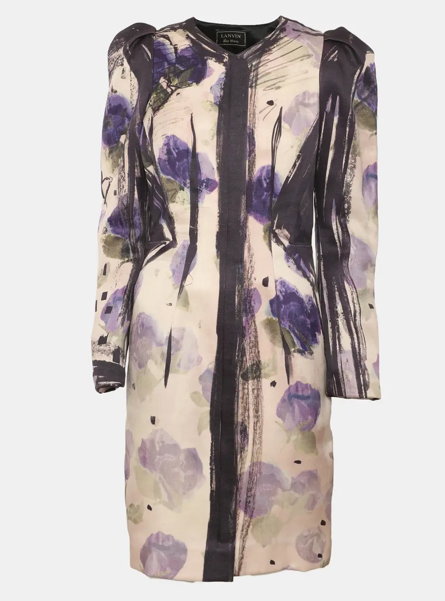 Lanvin Multicolor Printed Satin Midi Dress S