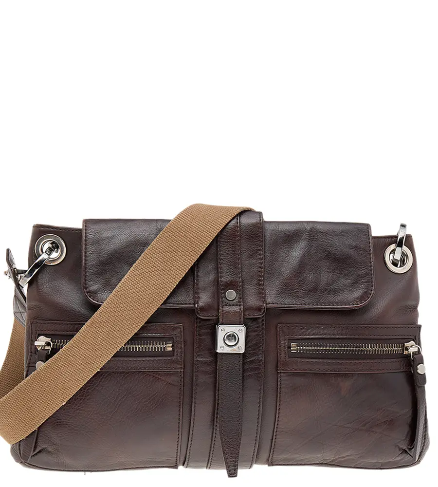 Lanvin Dark Brown Leather Flap Shoulder Bag