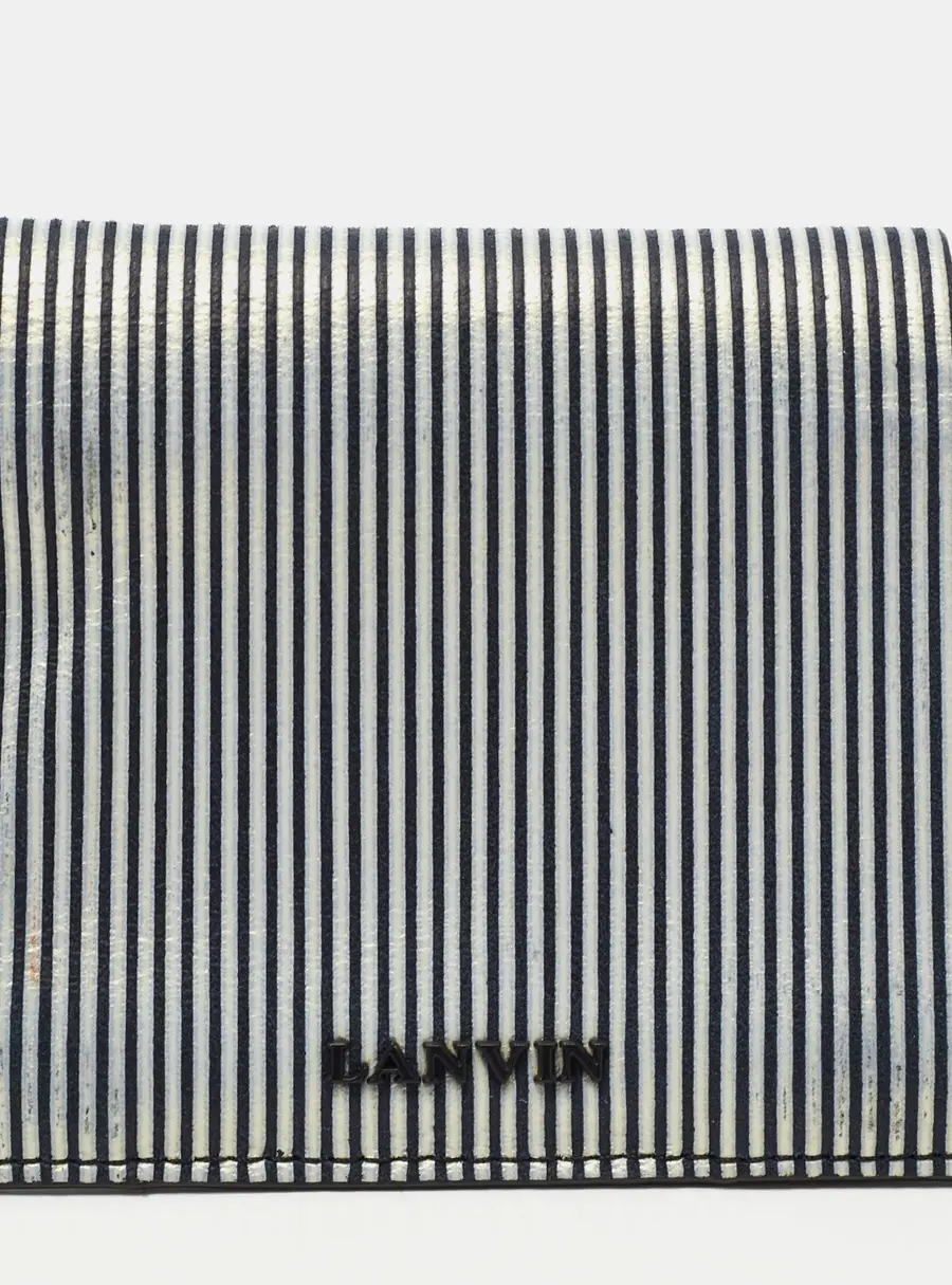 Lanvin White/Black Glitter Leather Card Case