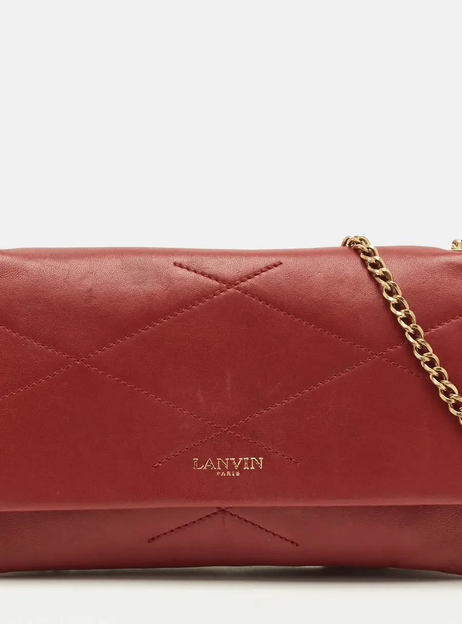 Lanvin Sugar Red Leather Wallet On Chain