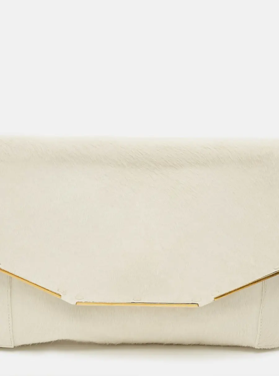 Lanvin Miss Sactorial Off White Calf Hair Envelope Clutch