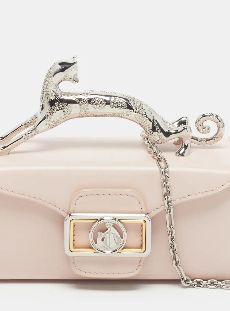 Lanvin Pencil Cat Nano Pink Leather Top Handle Bag