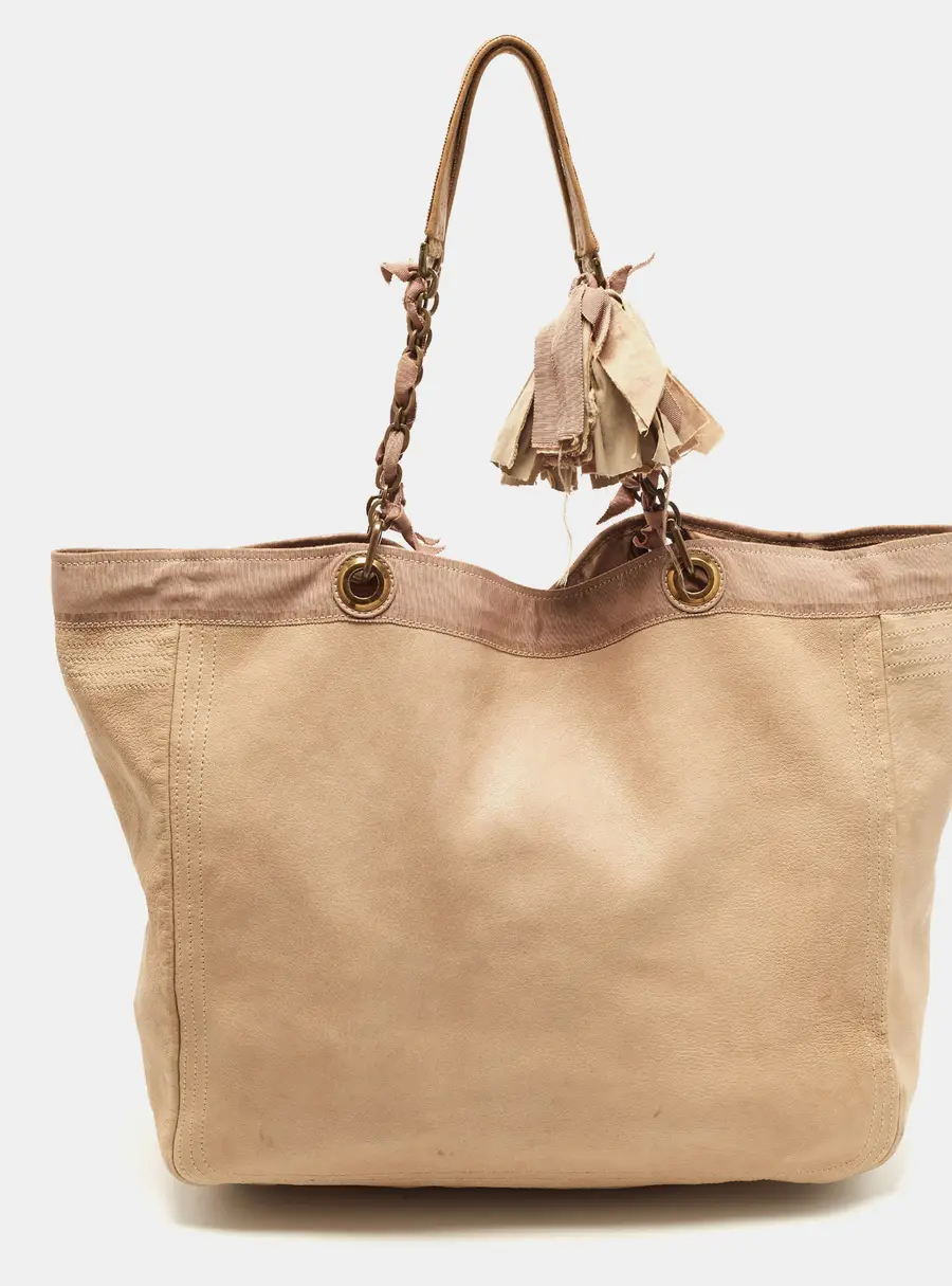 Lanvin Beige Leather and Nylon Chain Tote