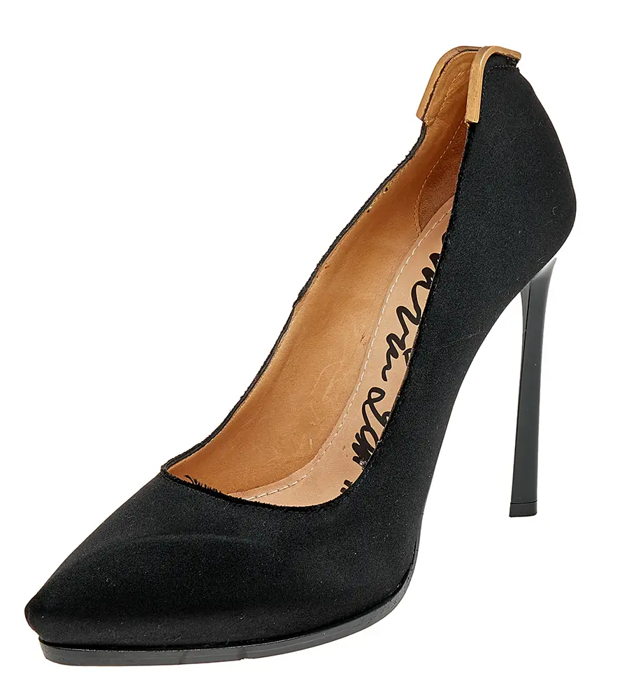 Lanvin Black Satin Pointed Toe Pumps Size 37