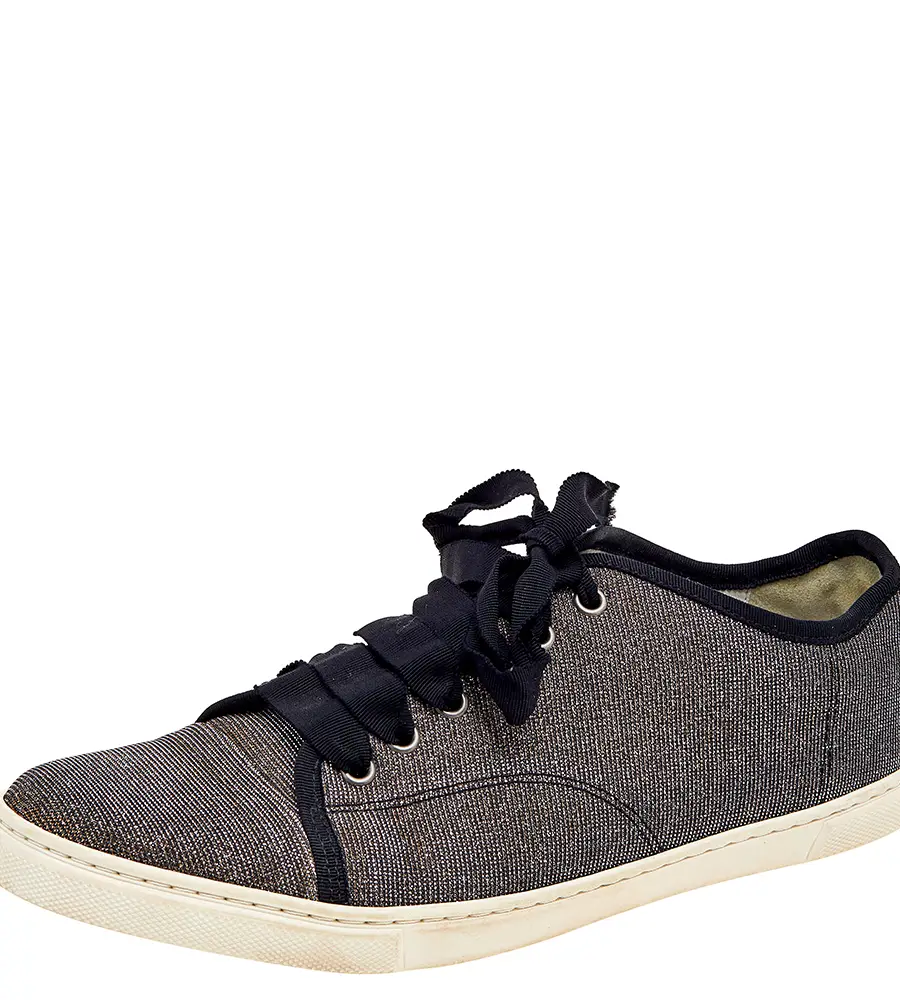 Lanvin Metallic Glitter Fabric Low Top Sneakers Size 40