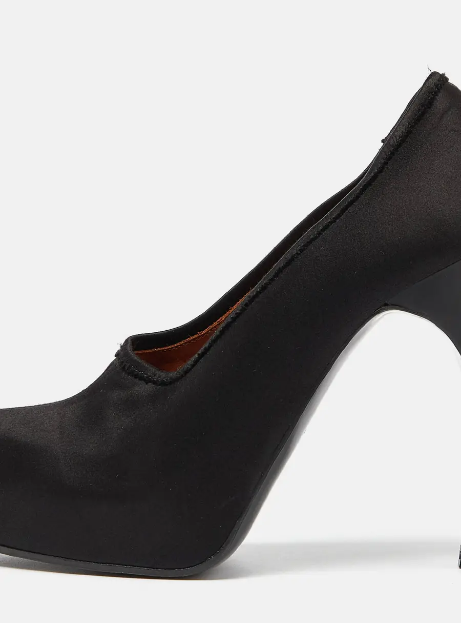 Lanvin Black Satin Platform Pumps Size 38.5