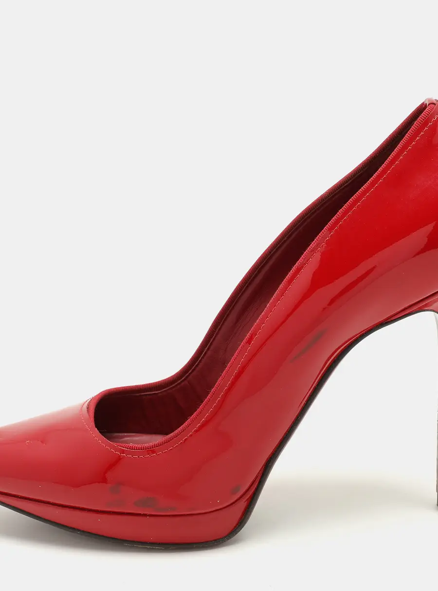 Lanvin Red Patent Leather Pointed Toe Platform Pumps Size 38.5