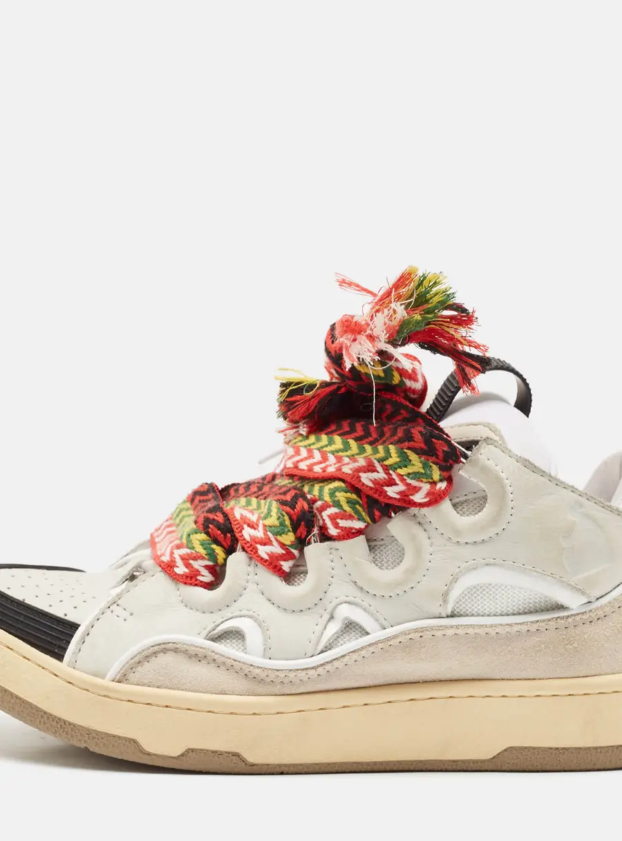 Lanvin Multicolor Leather and Suede Curb Chunky Sneakers Size 40