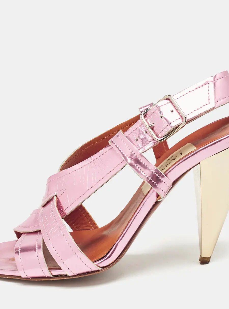 Lanvin Pink Leather Ankle Strap Sandals Size 38.5