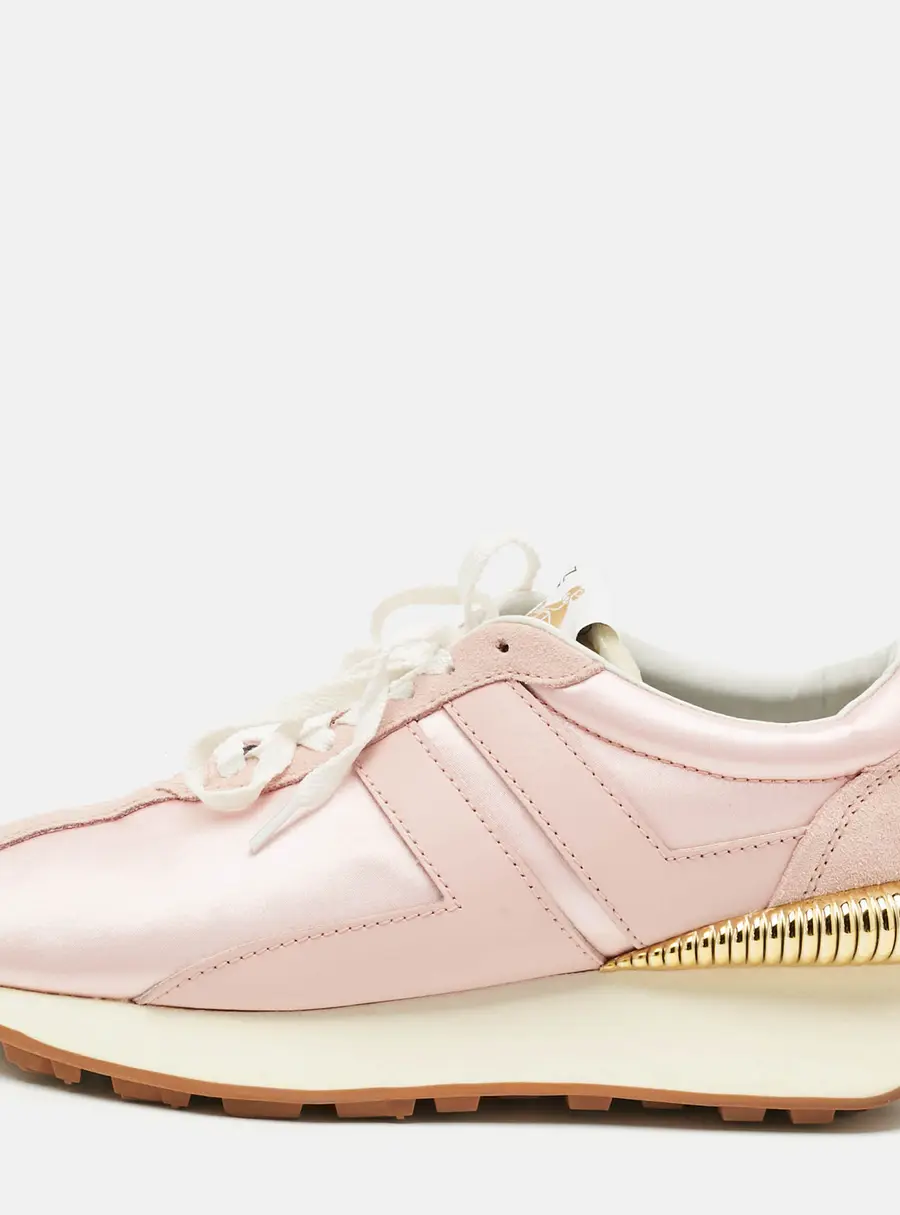 Lanvin Bumper Size 40 Pink Satin and Suede Low Top Sneakers