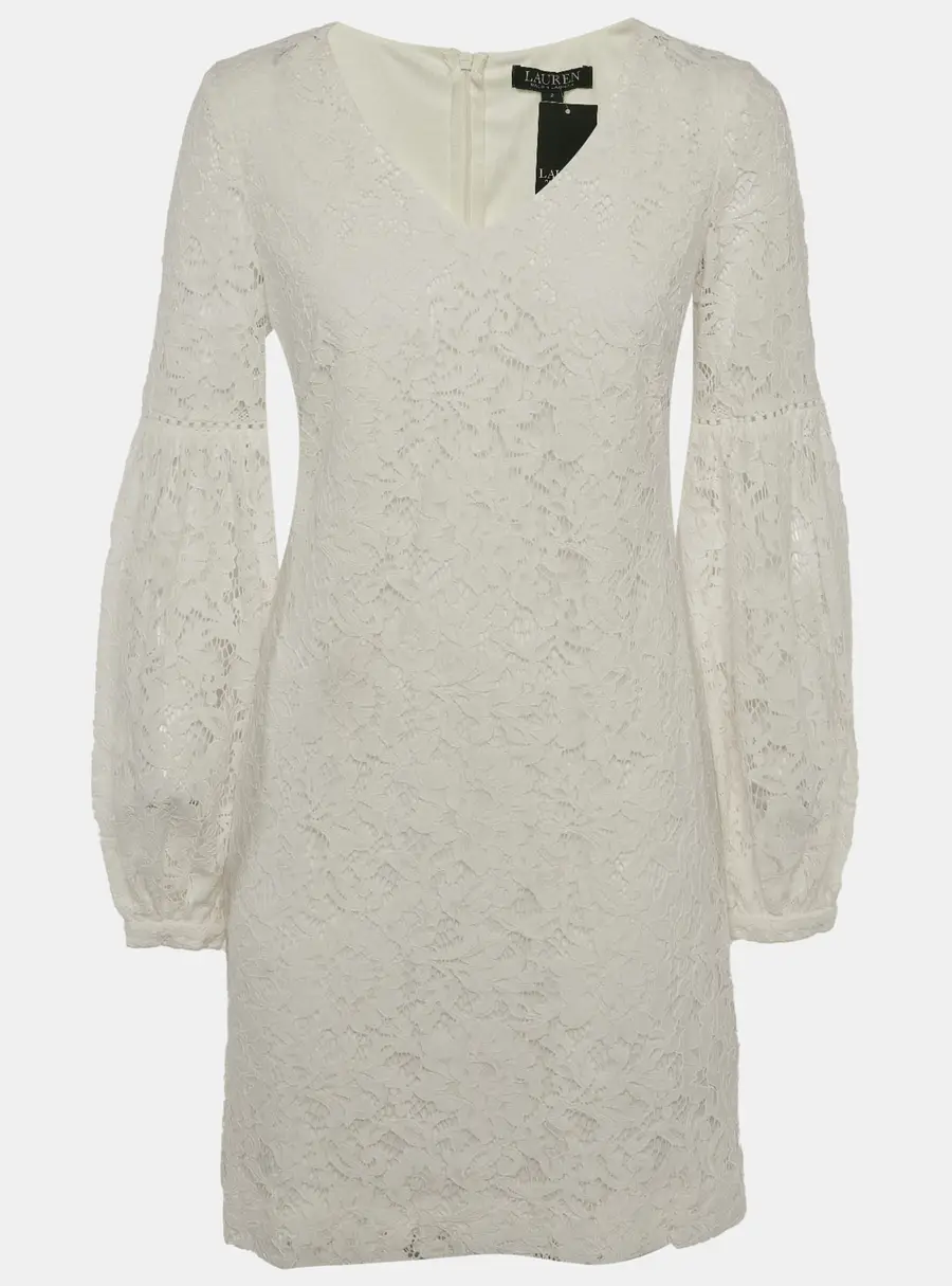 Lauren Ralph Lauren White Guipure Lace Mini Dress S