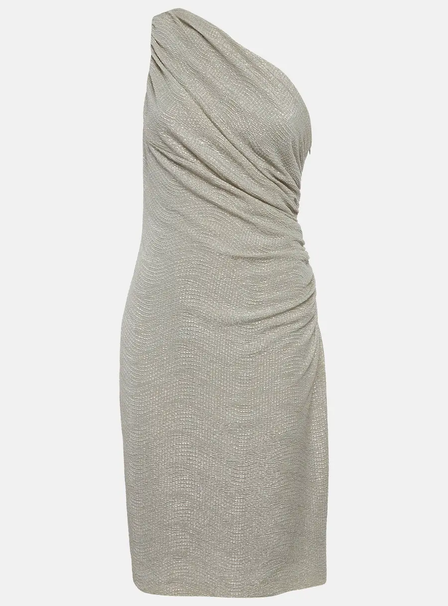 Lauren Ralph Lauren Metallic Lurex Knit One Shoulder Mini Dress M