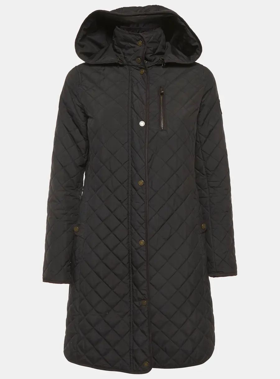 Lauren Ralph Lauren Black Synthetic Quilted Hooded Jacket XS