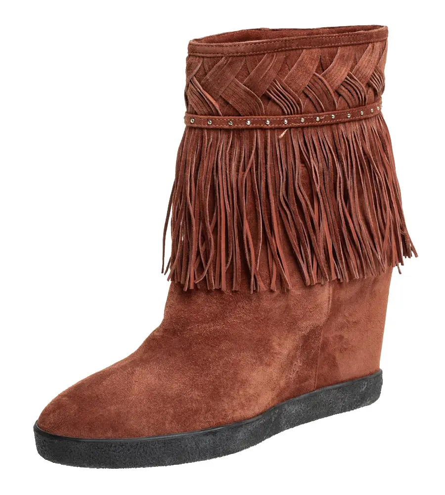 Le Silla Brown Suede Fringe Ankle Boots Size 37