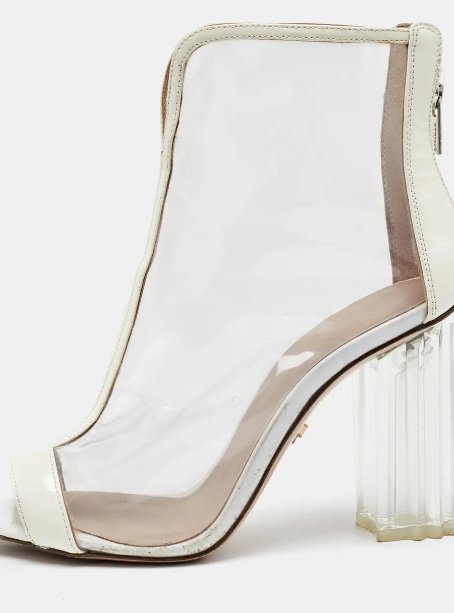 Le Silla White/Transparent PVC and Patent Leather Ankle Boots Size 38