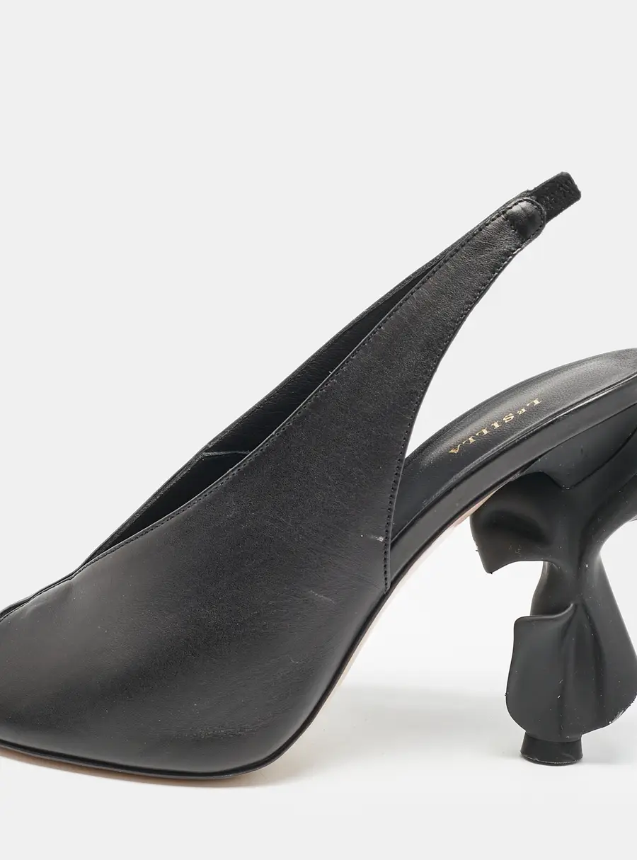 Le Silla Black Leather Candy Peep Toe Pumps Size 38