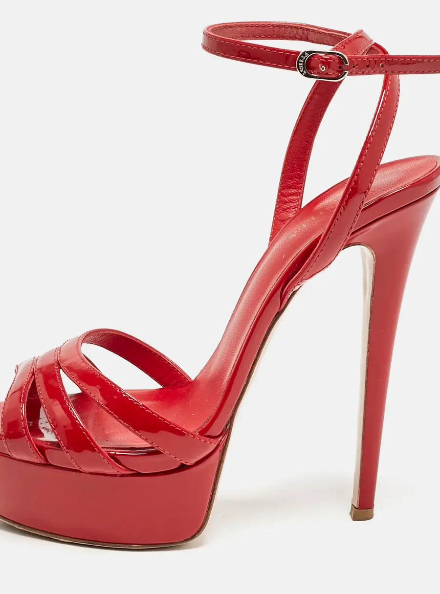 Le Silla Red Patent Leather Lola Platform Sandals Size 36