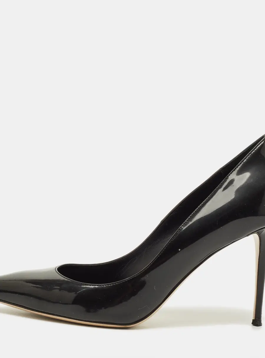Le Silla Size 40 Black Patent Leather Pointed Toe Pumps