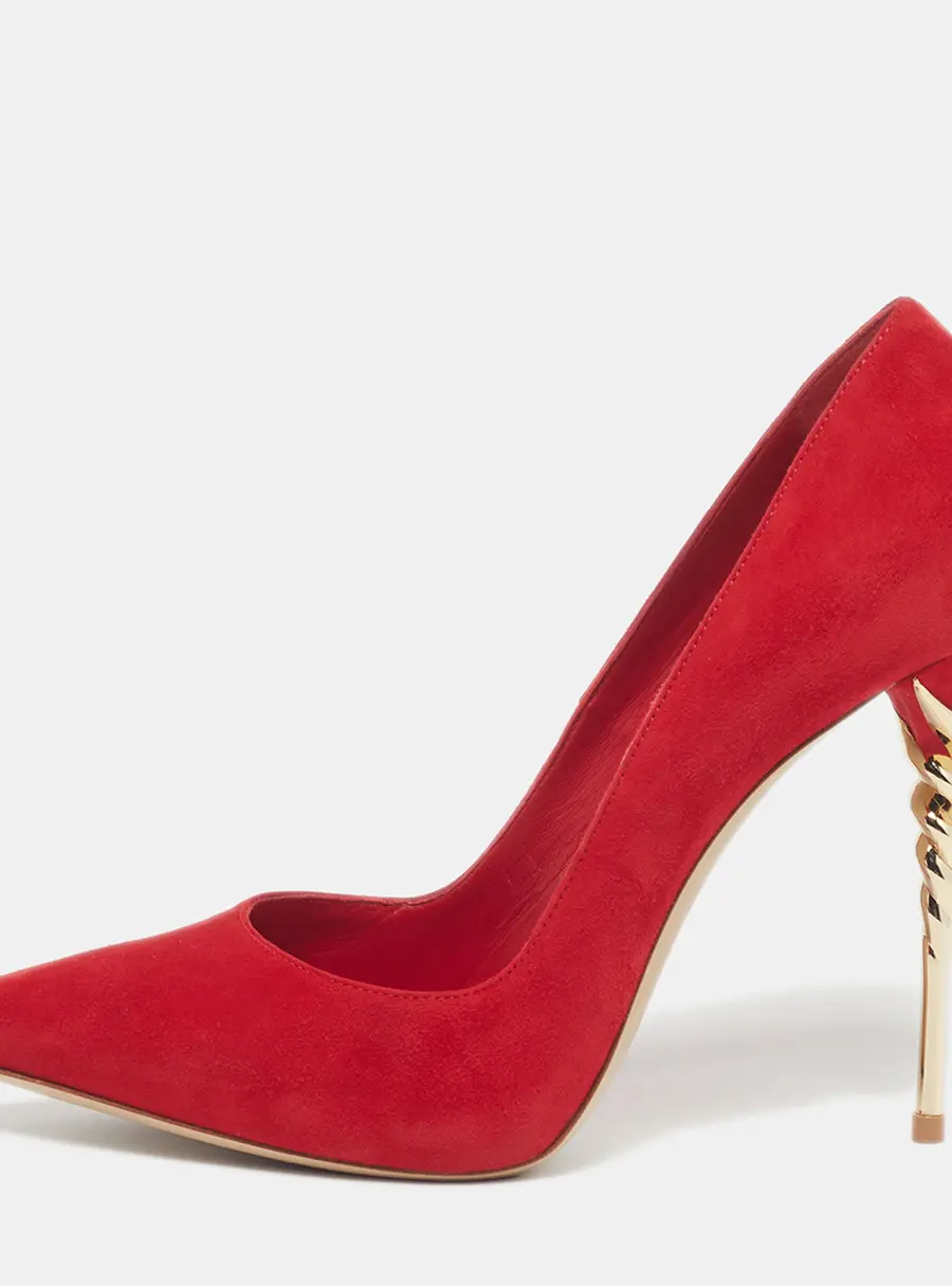 Le Silla Spiral Size 38.5 Red Suede Pumps